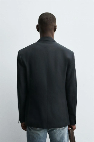 navy | 5818/371/481 - Zara Двубортный блейзер