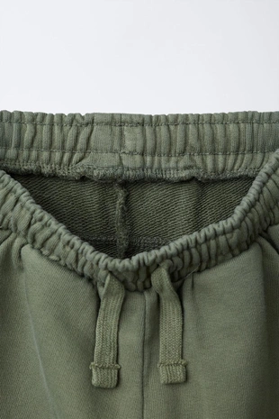 Khaki | 1880/956/505 - Zara Брюки прямого кроя из мягкой ткани с логотипом