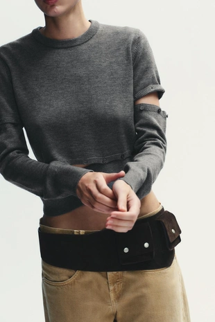 Трикотажный джемпер с пуговицами- Заказать в России