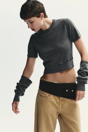 Трикотажный джемпер с пуговицами- Заказать в России