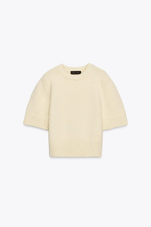 Трикотажный джемпер с короткими рукавами- Заказать в России