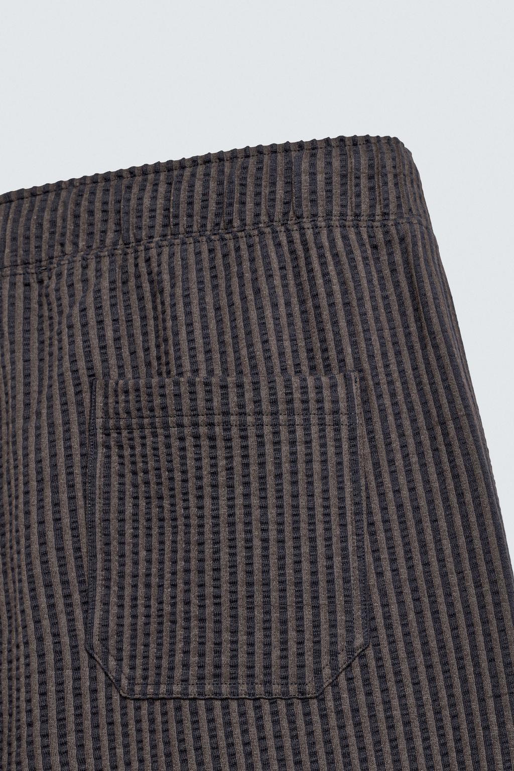 БРЮКИ ИЗ ЖАТОГО ХЛОПКА В ПОЛОСКУ COMFORT