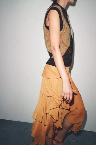 Трикотажный жилет с узором «ромбы»- Заказать в России