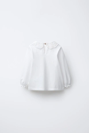 Купить Zara Футболка с вышивкой на воротнике