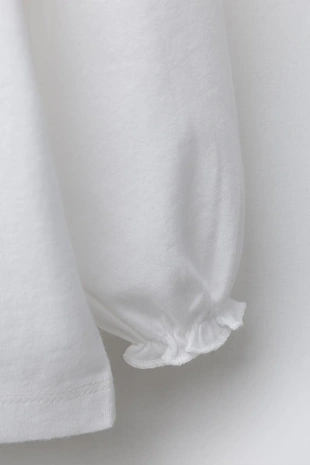 Ecru | 4805/594/712 - Zara Футболка с вышивкой на воротнике