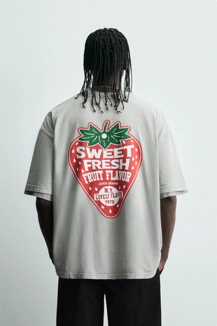 Футболка с принтом и эффектом потертости- Заказать в России