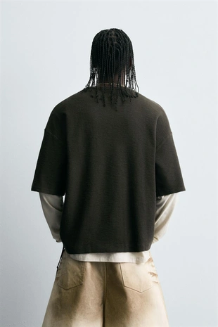 Dark brown | 4805/307/716 - Zara Трикотажная футболка с контрастным принтом