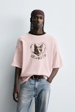 Купить Zara Трикотажная футболка с контрастным принтом