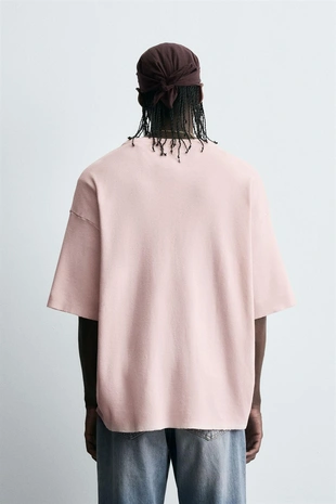 Pale pink | 4805/308/622 - Zara Трикотажная футболка с контрастным принтом