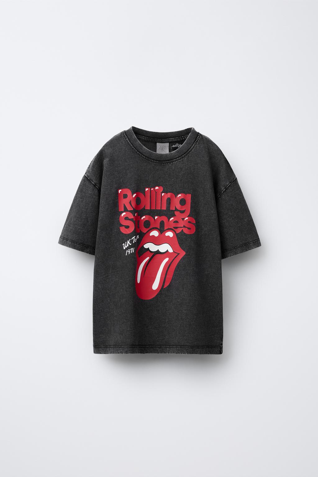 ФУТБОЛКА С ЭФФЕКТОМ СТИРКИ И ПРИНТОМ ROLLING STONES ©