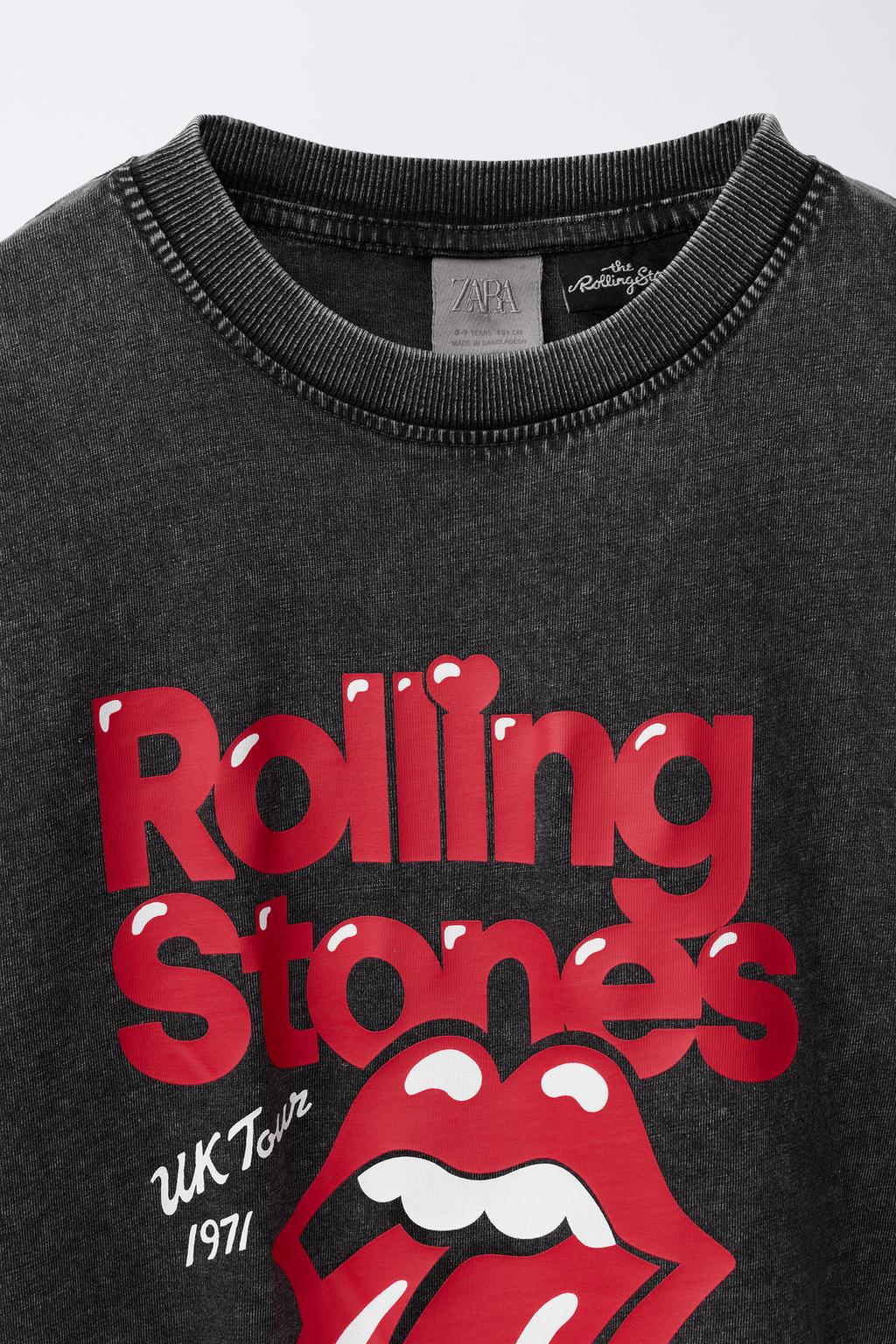 ФУТБОЛКА С ЭФФЕКТОМ СТИРКИ И ПРИНТОМ ROLLING STONES ©