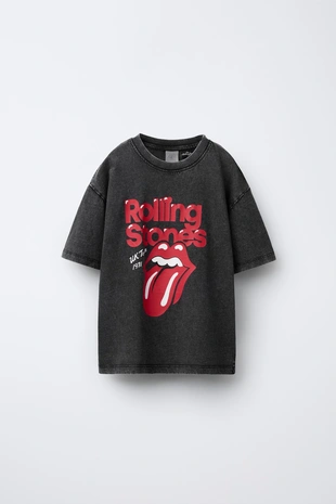 Купить Zara Футболка с эффектом стирки и принтом ROLLING STONES ©