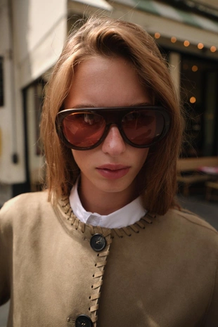 Куртка из искусственной замши с плетеной отделкой- Заказать в России