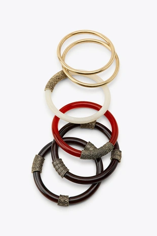 Набор из 6 комбинированных жестких браслетов- Заказать в России