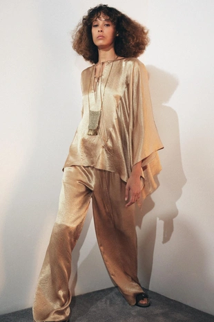 Широкие атласные брюки ZW COLLECTION- Заказать в России