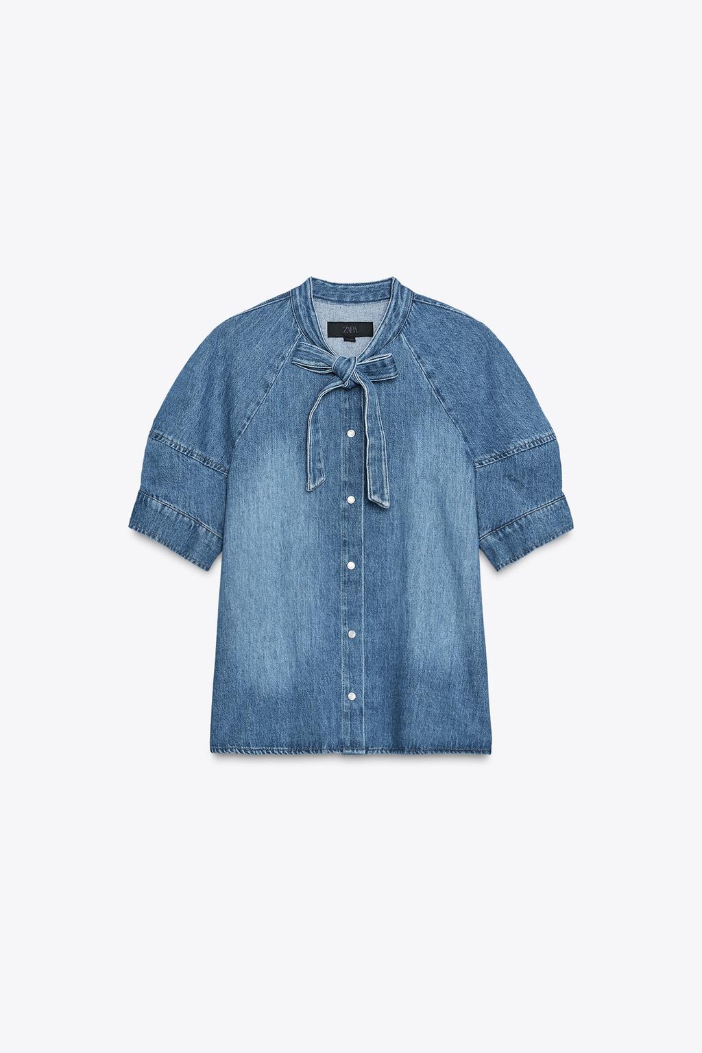 ДЖИНСОВАЯ РУБАШКА С ЗАВЯЗКАМИ — ZW COLLECTION