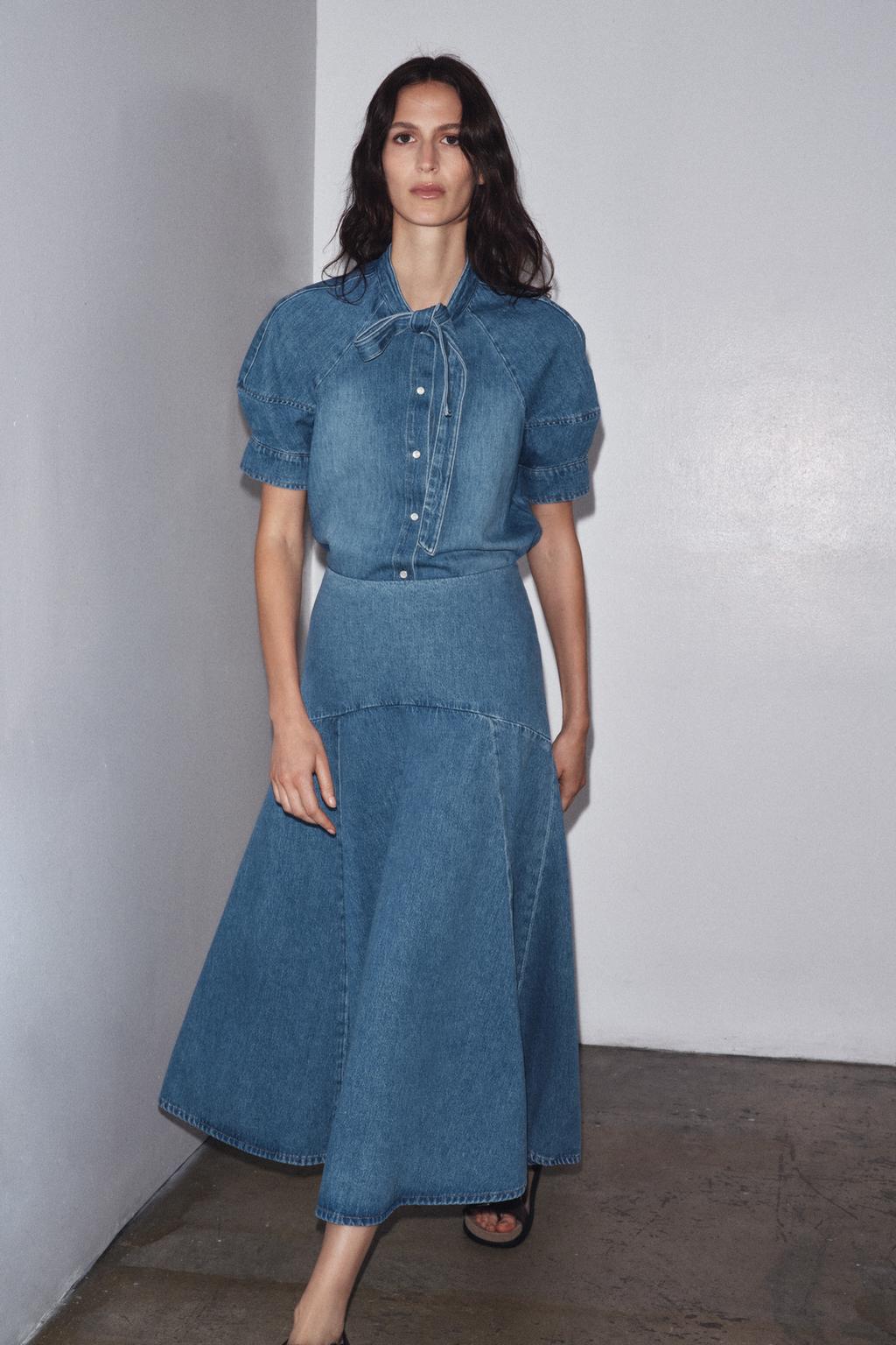Zara Джинсовая рубашка с завязками — коллекция zara «zw» - Цвет