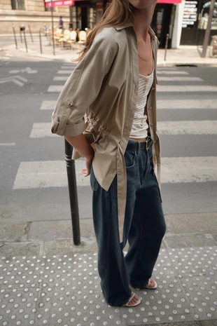 Рубашка сафари из поплина- Заказать в России