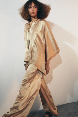 Golden | 5344/111/303 - Zara Атласная рубашка-накидка — ZW COLLECTION