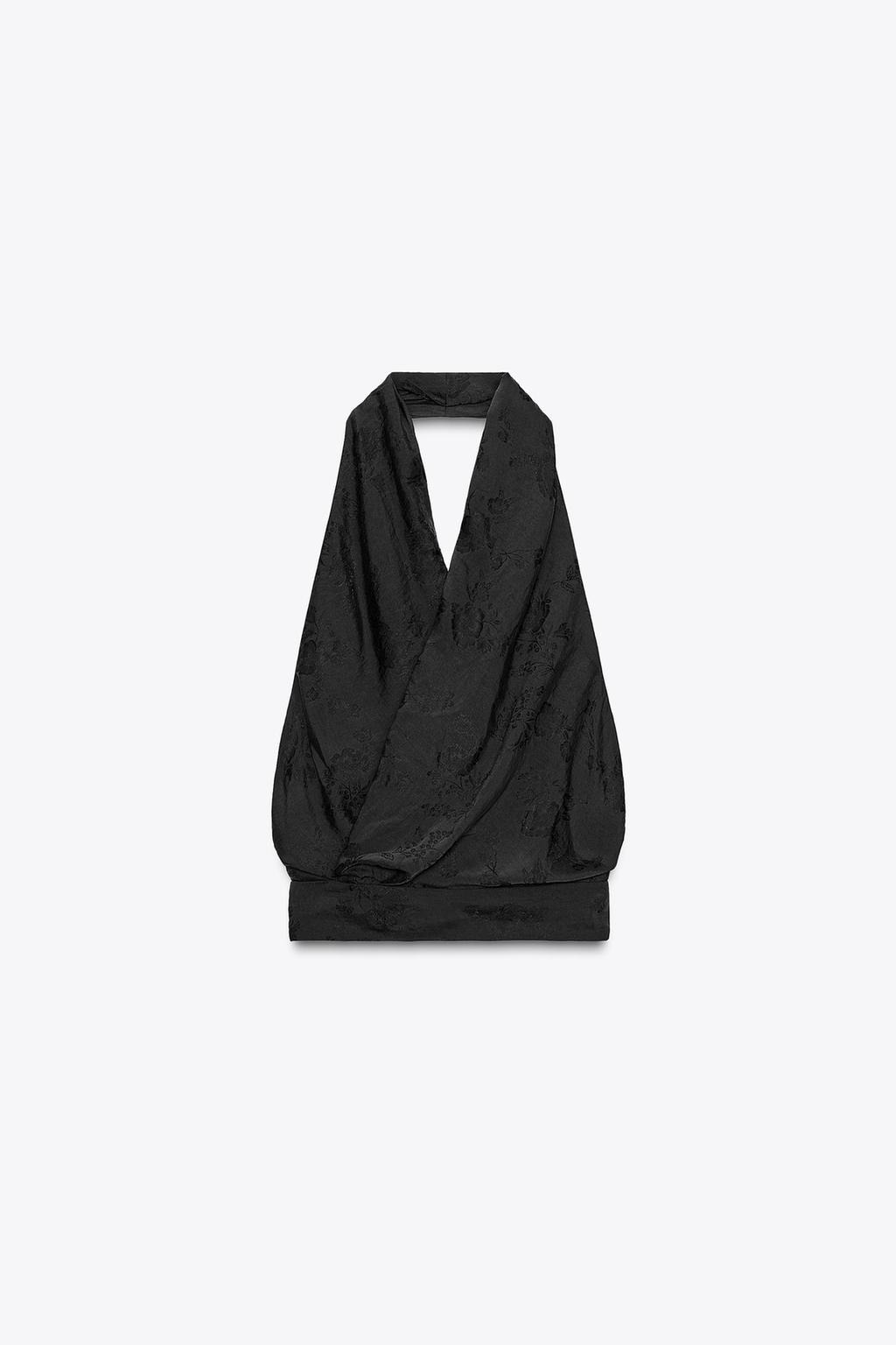 ТОП-ХАЛТЕР ИЗ ЖАККАРДОВОЙ ТКАНИ С ЦВЕТОЧНЫМ РИСУНКОМ — ZW COLLECTION