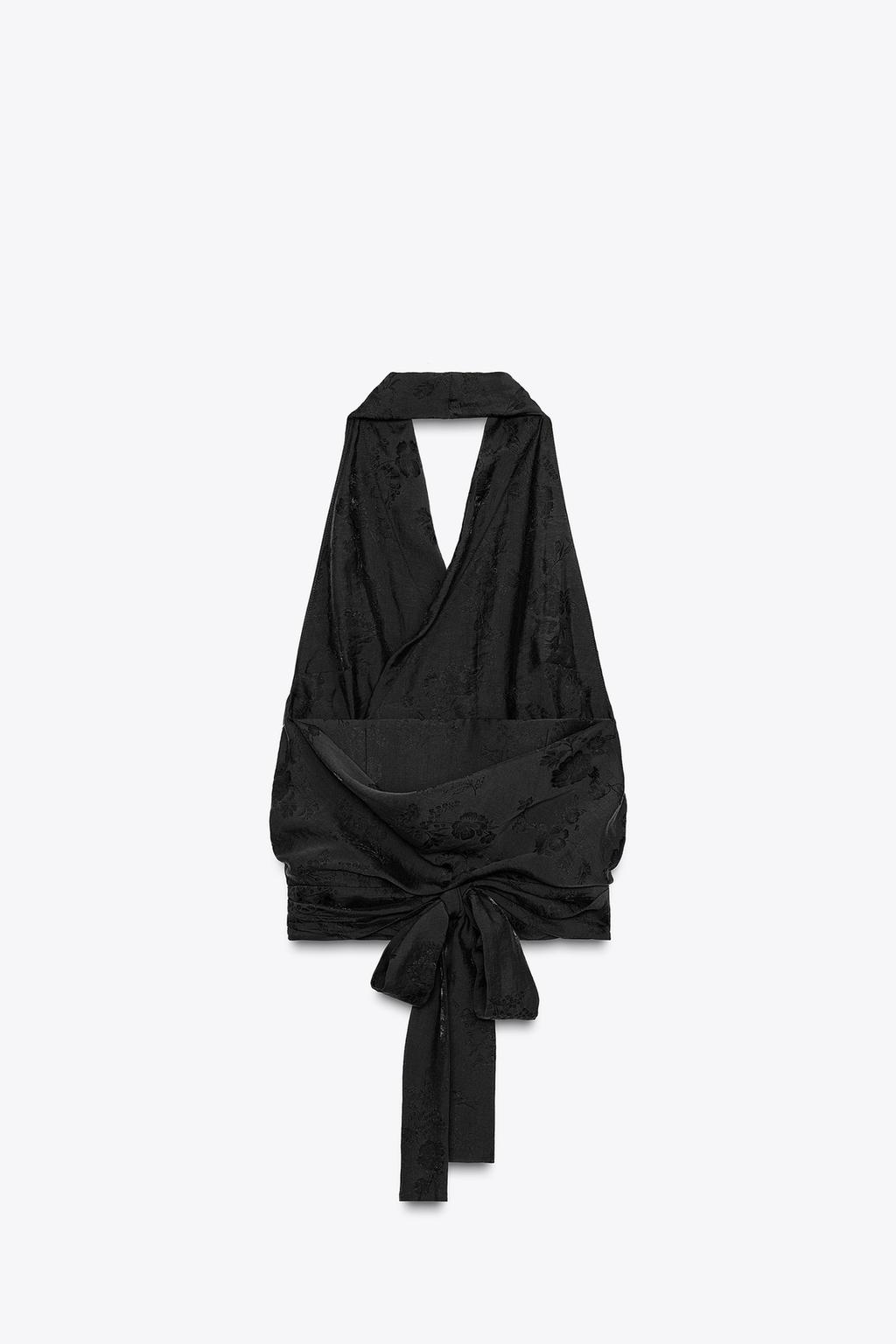 ТОП-ХАЛТЕР ИЗ ЖАККАРДОВОЙ ТКАНИ С ЦВЕТОЧНЫМ РИСУНКОМ — ZW COLLECTION