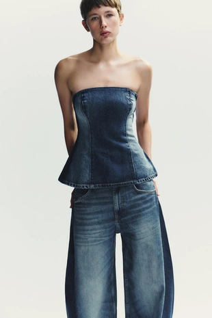 Джинсовый топ-бандо TRF- Заказать в России