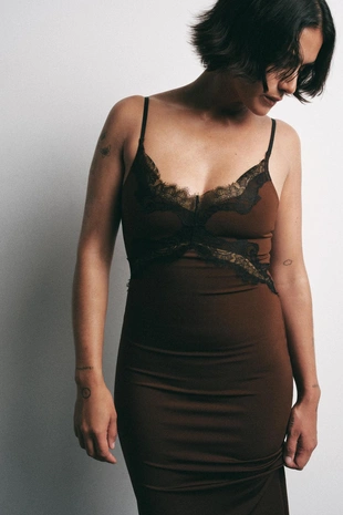 Комбинированное кружевное платье- Заказать в России