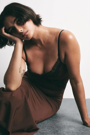 Комбинированное кружевное платье- Заказать в России