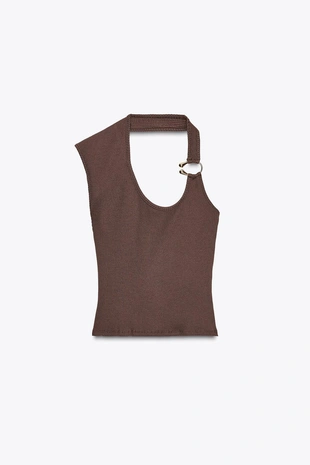 RIBBED TOP WITH METAL DETAIL- Заказать в России