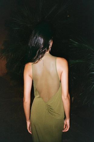 Комбинированное платье со сборками- Заказать в России