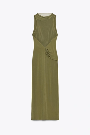 Комбинированное платье со сборками- Заказать в России