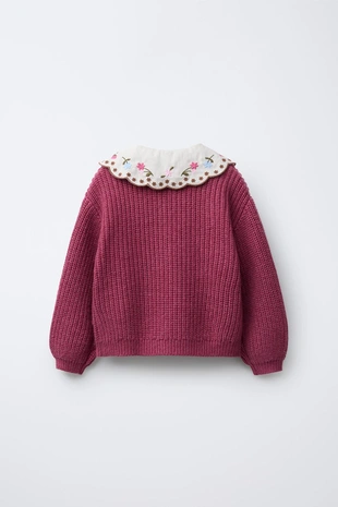 Raspberry | 1473/500/671 - Zara Кардиган с вышивкой на воротнике