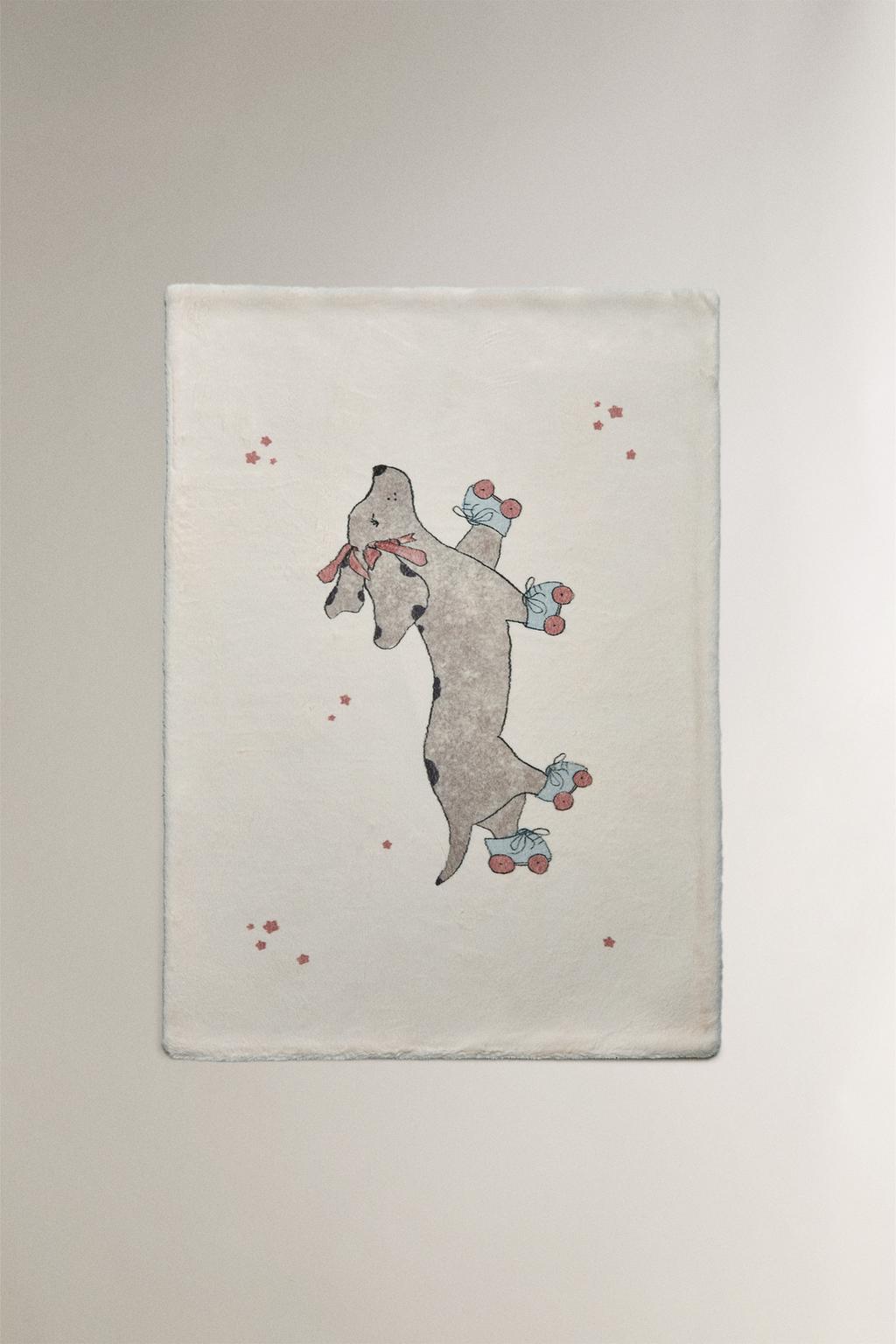 Детский мягкий плед skater dog