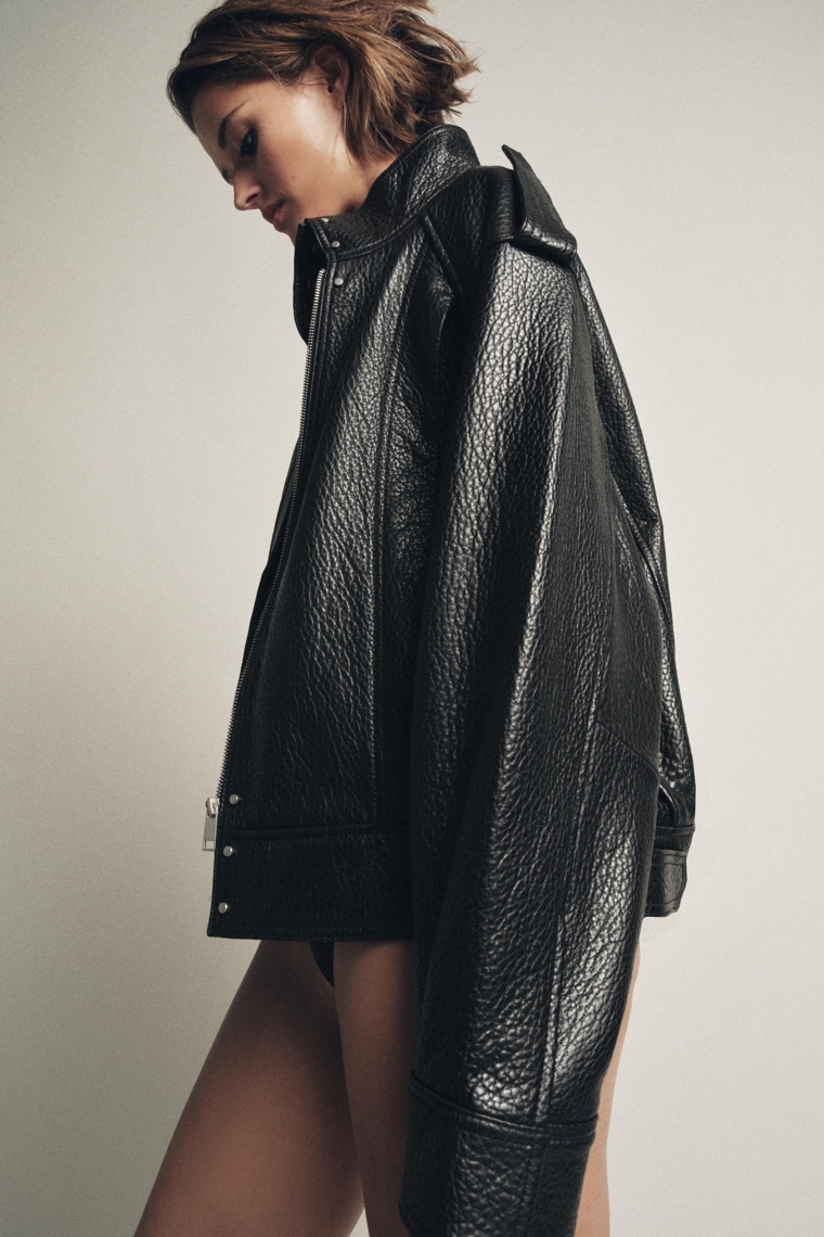 Zara Укороченная кожаная куртка zw collection limited edition