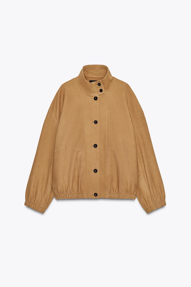 Кожаная бомбер-куртка zw collection limited edition