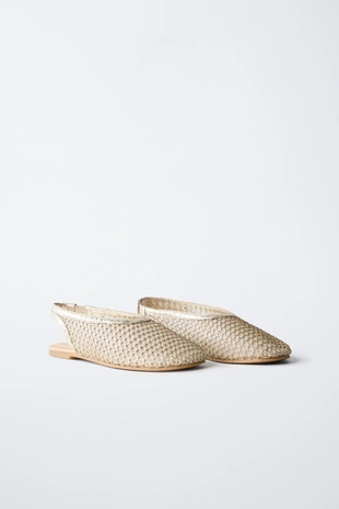 Золотистые балетки-мюли- Заказать в России