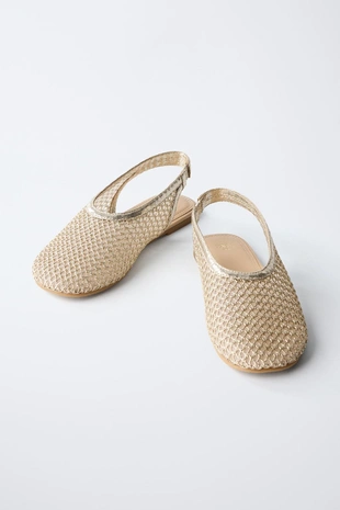 Золотистые балетки-мюли- Заказать в России