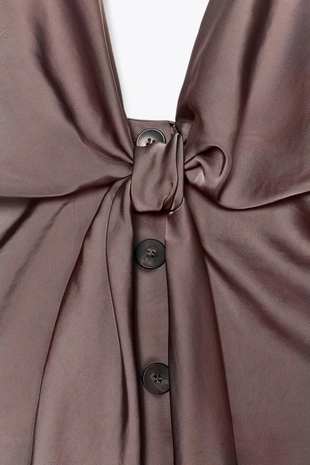 Brown / Taupe | 8757/511/737 - Zara Атласный комбинезон-жилет с узлом