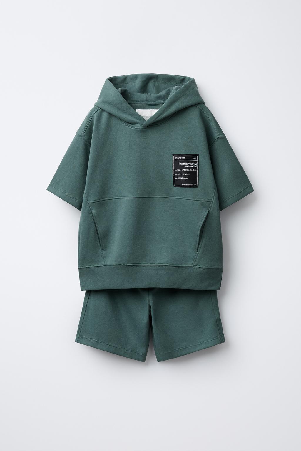 INTERLOCK SHORT SLEEVE HOODIE AND BERMUDA SHORTS SET