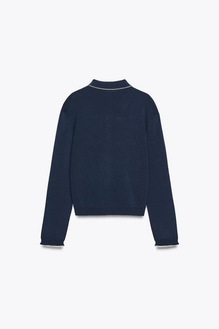 Вязаный кардиган с круглым воротником- Заказать в России