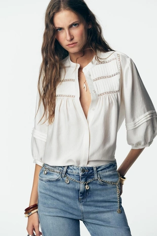 Блуза из крепа с защипами- Заказать в России