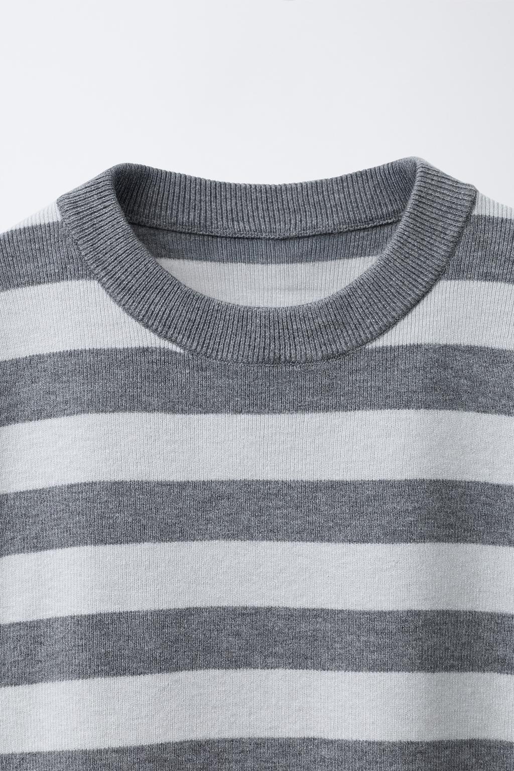 Zara Трикотажная футболка в полоску - Цвет сероватый - greyish