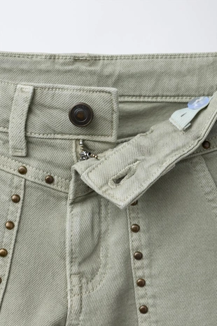 washed green | 9632/712/519 - Zara Брюки FLARE с заклепками