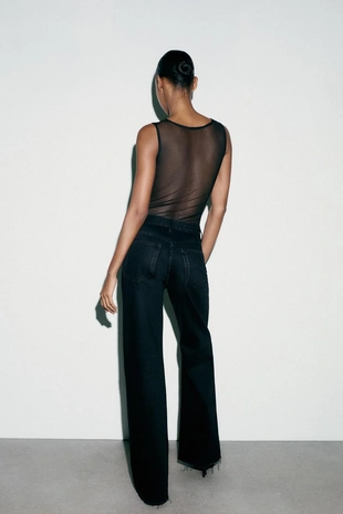 Комбинированный креповый топ с тюлем- Заказать в России