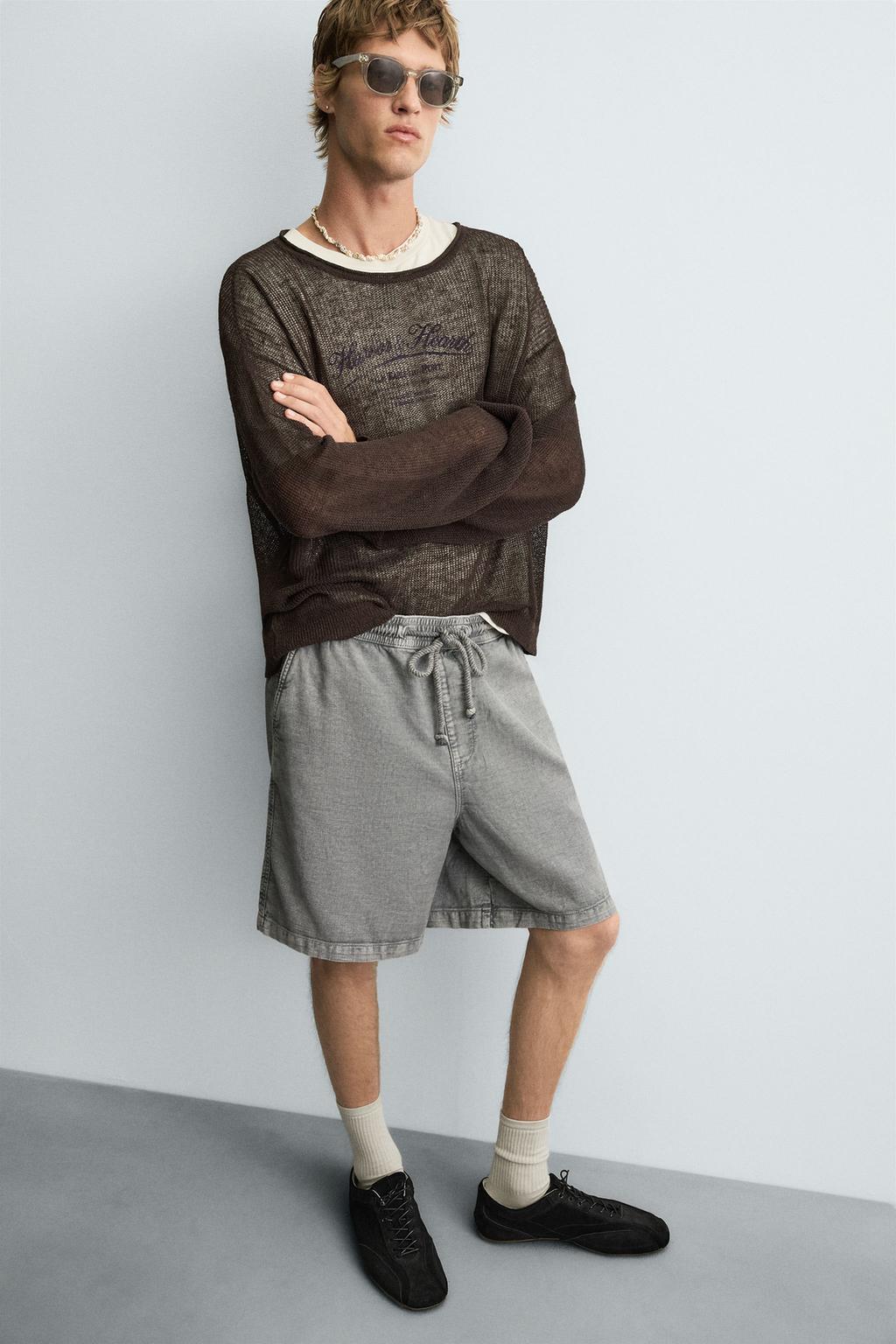ШОРТЫ С ЭФФЕКТОМ ПОТЕРТОСТИ RELAXED FIT