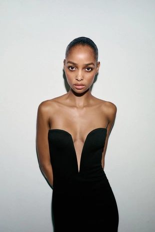 Платье миди с декольте сердце- Заказать в России