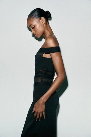 Комбинированное платье-стрейч- Заказать в России