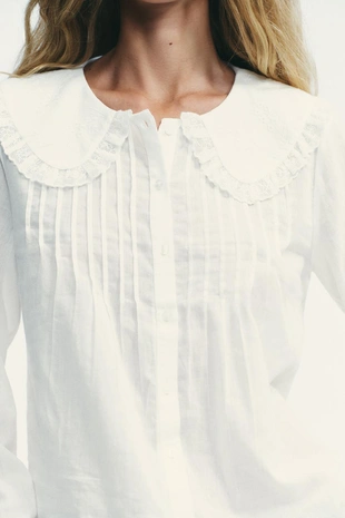 Рубашка с круглым воротником и вышивкой- Заказать в России