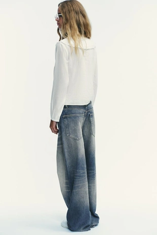 Рубашка с круглым воротником и вышивкой- Заказать в России