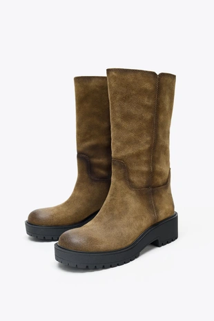 Замшевые ботинки с эффектом потертости- Заказать в России